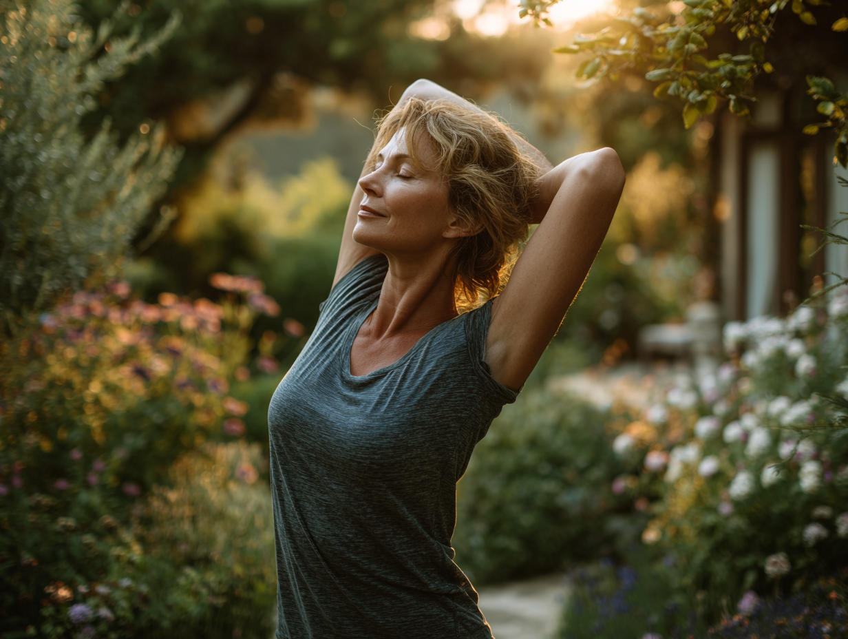 Yoga mashqida ishtirok etayotgan kattalar guruhi